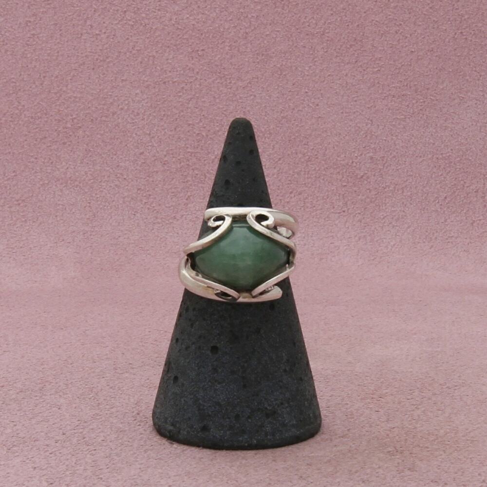sterling silver vintage aventurine scroll ring size 5